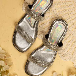 sole mates Women Embellished Open Toe Western Embellished Leather Open Toe Flats-image-81