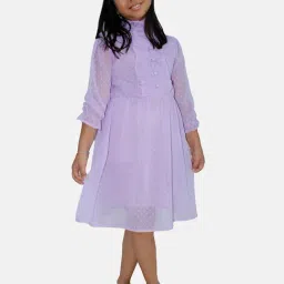 Kiddopanti Kids Lilac Self Design Full Sleeves Dress-image-35