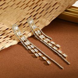 StyleCast x Revolte Gold Plated Artificial Stones Studded Contemporary Drop Earrings-23