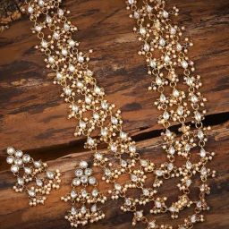 Zaveri Pearls Clear & Pearl White Alloy Necklace & Earring Set-32