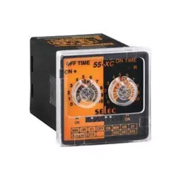 Selec Analog Timers 1 sec to 10 Hours 20 to 240 V AC, 12 to 240 V DC 2 C/O SPDT Panel Mount, 55XC-P8-G-46