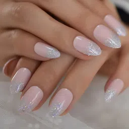 Pep Nails Set of 24 Artificial Press On Nails With Glitter Design Shade - Ballerina image 1