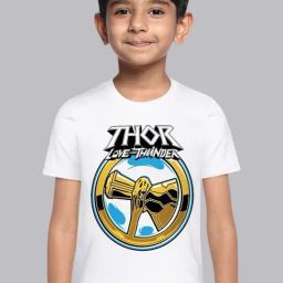 Kidsville White Cotton Printed Thor Love & Thunder T-Shirt-image-4