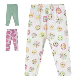 MINIKLUB Kids Multicolor Cotton Printed Leggings (Pack of 3)-image-87