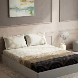 DDecor Brown & Grey Cotton 135 TC King Size Bedsheet With Pillow Covers-image-65