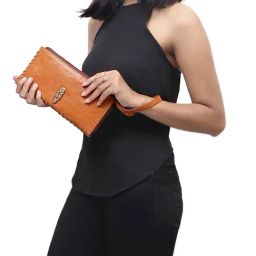 Hidesign Maasai Tan Textured Zip Around Wallet for Women-picture-34