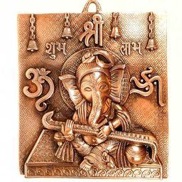apka mart Brown Lord Ganesh Playing Sitar Spiritual Wall Decor-image-53