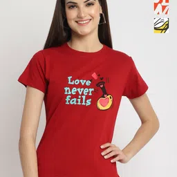 Dreambe Women Pack of 3 Donald Duck Graphic Printed Round Neck Cotton T-shirts-image-85