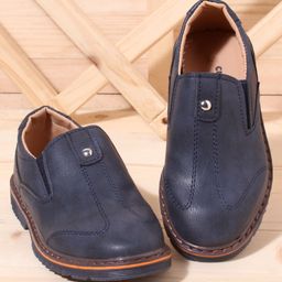 Cute Walk by Babyhug Slip On Formal Shoes Stitched Design - Blue-image-36