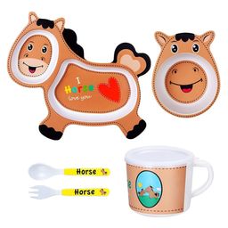 Negocio Horse Shaped Bamboo Fibre Tableware Set - Brown-image-97