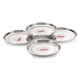 HAZEL Stainless Steel Plate Set For Dinner Thali Set Steel Dinnerware  Pack of 4 - Silver-image-73