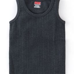 Babyhug Cotton Pull Over Sleeveless Solid Thermal Vest- Dark Grey-image-28