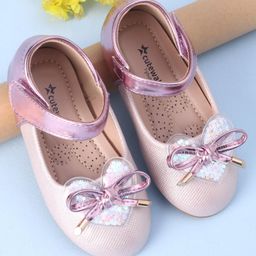 Cute Walk by Babyhug Velcro Closure Shimmer Striped Bellies with Bow Applique - Pink-image-16