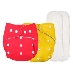 Deedry Cloth Reusable Diapers With Insert Pack of 2 - Yellow & Red-9