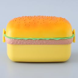 Burger Shape Lunch Box with Spoon- Yellow-2