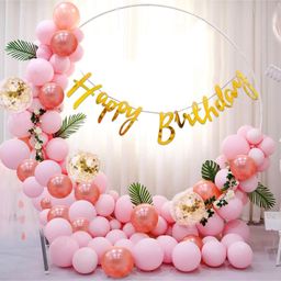 Surprise Decor Birthday Decoration Items For Girls - 47Pcs Happy Birthday Banner (Cardstock), Chrome Balloons for Birthday Decorations | Pink Birthday Decorations for Kids | Happy Birthday Decoration Kit-image-23