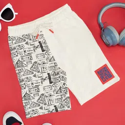 Pantaloons Junior Cotton History Theme Printed Shorts - Bright White-picture-10