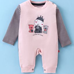 Mini Taurus Cotton Knit Full Sleeves Romper - Pink-image-1