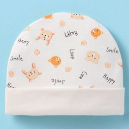 Ben Benny Interlock Knit Cap With Bear & Text Prints White - Diameter 10 cm-image-20