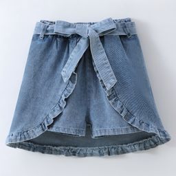 Mark & Mia Denim Washed Skorts With Frill Edges - Blue-image-39