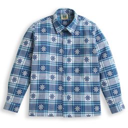 ZIP ZAP ZOOP Cotton Full Sleeves Snowflakes Printed & Checked Shirt - Blue & Grey-image-3