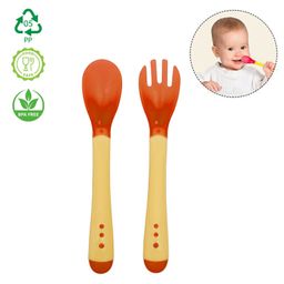 Safe-O-Kid BPA-Free Heat Sensitive Spoon and Fork SetNon-Toxic, Safe, Soft Silicone Tips for Easy Baby Feeding, Changes Color to Indicate Food Temperature-27