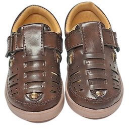 yoyo Solid Gladiator Shoes With Velcro Closure - Brown-image-38