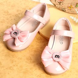 KIDLINGSS Stones Embellished Bow Applique Detailed Mary Jane Ballerinas - Light Pink-image-27