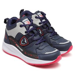 Asian Go Chase Text Detailed Colour Blocked Sneakers - Navy Blue & Red-image-56