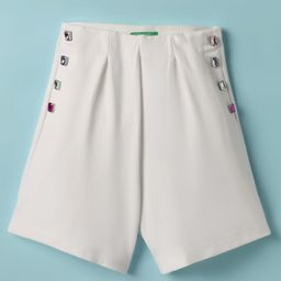UCB Viscose Cotton Knit Knee Length Solid Colour Shorts - White-image-28