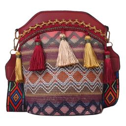 SYGA Sling Bag For Women's Pu Material With Bucket Type, Crossbody Ethnic Style Bag (Red)-image-71