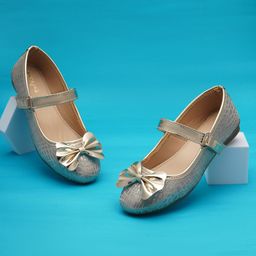 boyz n galz Metallic Bow Applique Detailed Mary Janes Ballerinas - Gold-image-93