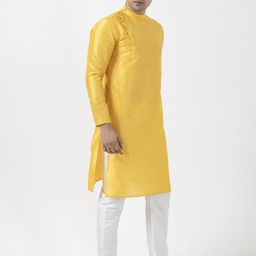 DEVOILER Men Regular Dupion Silk Kurta with Pyjamas image 4
