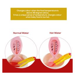 Safe-O-Kid BPA-Free Heat Sensitive Spoon and Fork SetNon-Toxic, Safe, Soft Silicone Tips for Easy Baby Feeding, Changes Color to Indicate Food Temperature image 2