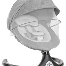 fab n funky Automatic Electric Swing with Adjustable Swing Speed & Soothing Music with Mosquito Net & Safety Belt - Grey image 3