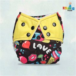 Chinmay Kids Printed Diapers Pack of 2 | Size Adjustable Baby Cloth Button Diaper - Washable/Reusable Nappies for Infants & Toddlers With Insert image 3