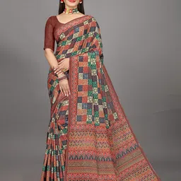 Zeekha Kalamkari Pure Chiffon Kanjeevaram Saree-picture-16
