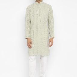 Devyom Men Embroidered Regular Thread Work Kurta with Pyjamas-picture-10