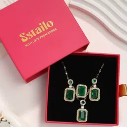 Estailo fashion Gold-Plated Artificial Stones Studded Jewellery Set-picture-56