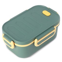 fab n funky Double Layer Lunch Box With Clip Lock Closure - Green image 4