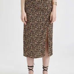 DeFacto Animal Printed Straight Midi Skirt-image-51