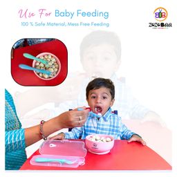 ZoZoBaa Baby Feeding & Weaning Spoon Set of 2 with Ultra Supple 100% Silicone Tip & Ergonomic Handle, BPA Free with Food Grade Material, Self Feeding Utensil for Kids 4 Months+, [Blue Green] image 5