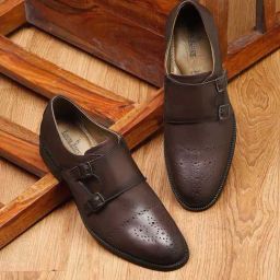 Louis Stitch Men's Brunette Brown Monk Shoes-image-93