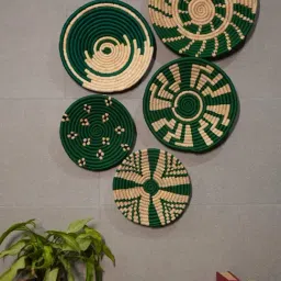 Swadeh Green Fiber Abstract Nature's Palette Wall Art - Set of 5-image-2