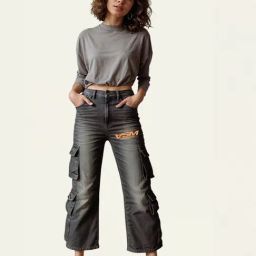 A Skating Monk by Woodland Black Regular Fit Solid Cargo Jeans-image-24