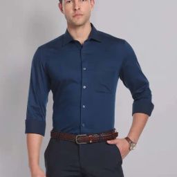 AD by Arvind Dark Blue Regular Fit Shirt-image-40