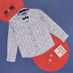 Pantaloons Junior Kids White & Blue Cotton Floral Print Full Sleeves Shirt-image-117