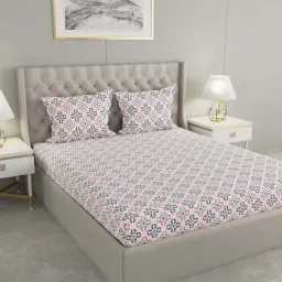 Raymond Home Shubham Pink 120 TC Cotton King Bedsheet with 2 Pillow Covers-image-62
