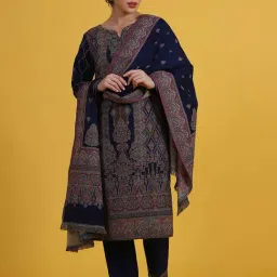 W Blue Printed Kurta and Pants with Dupatta-image-13