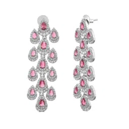 Voylla Silver Royal Romance Inanna Statement Drop Earrings-picture-45